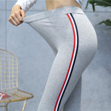 Cotton Leggings Side Stripes