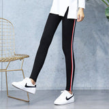 Cotton Leggings Side Stripes