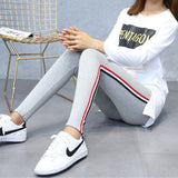 Cotton Leggings Side Stripes