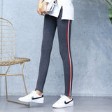 Cotton Leggings Side Stripes