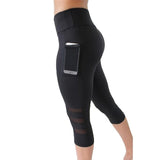 Mesh Elastic Slim Sport Pants Solid Fitness Gym Leggings